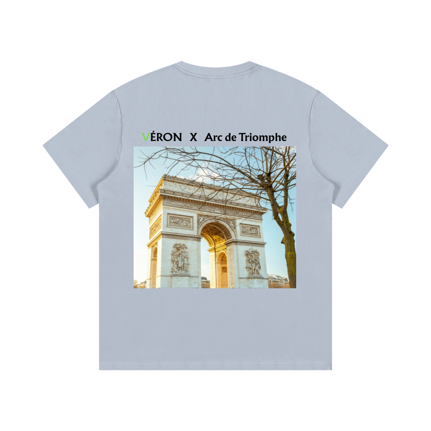 Model wearing VÉRON Paris-inspired streetwear T-shirt e