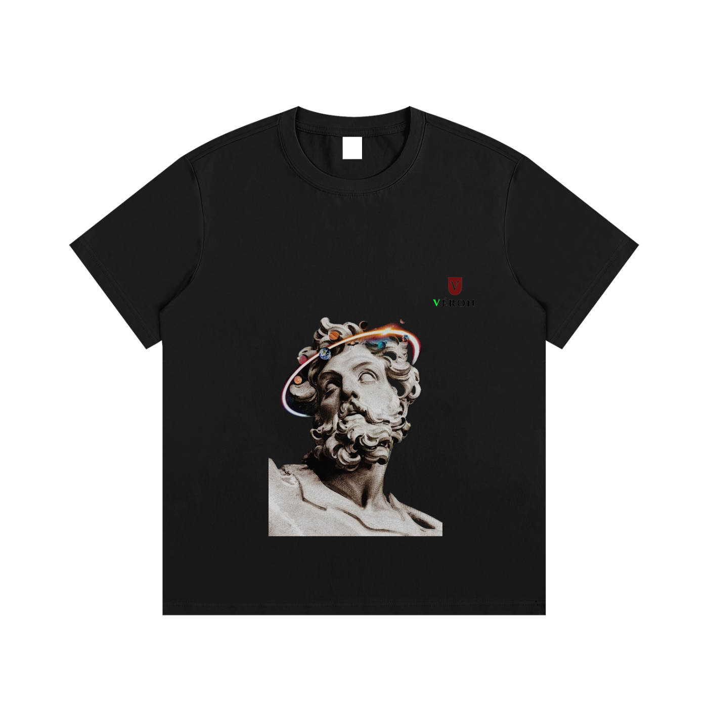VÉRON La Sculpture unisex premium t-shirt front view in black.