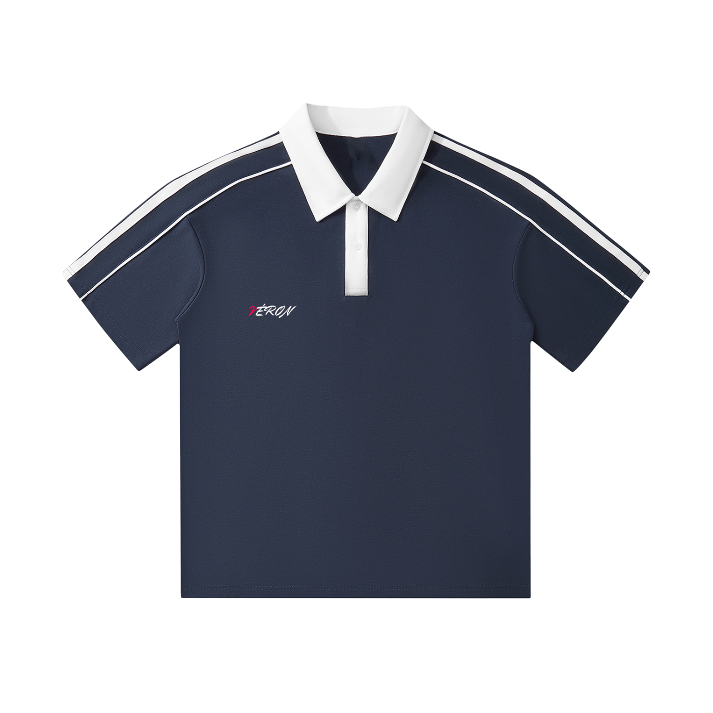 Close-up of VÉRON polo shirt textured cotton fabric.