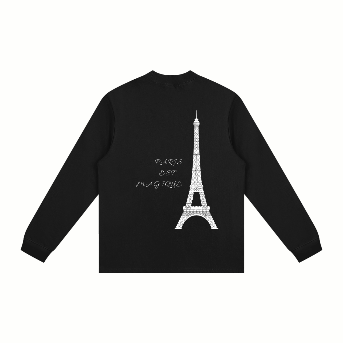 VÉRON Paris Est Magique long sleeve shirt back view white background.