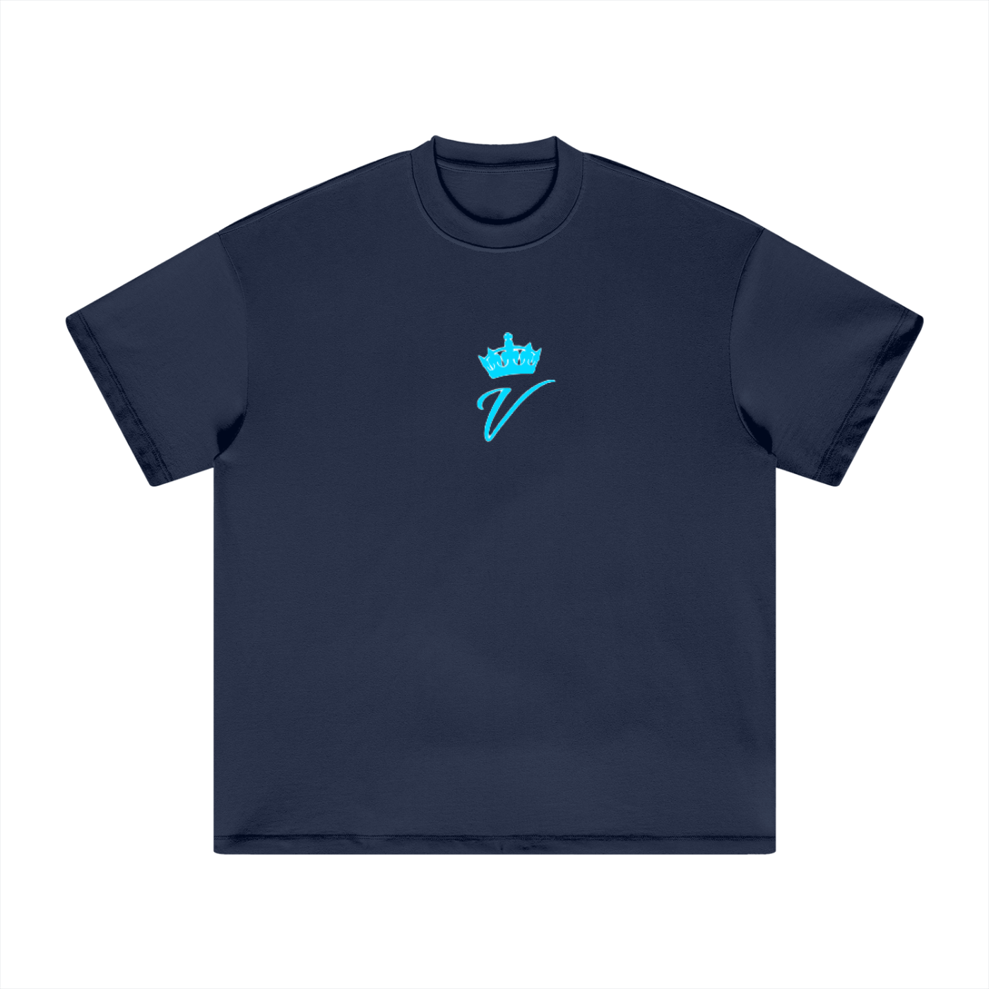 VERON Navy blue t-shirt with a light blue logo on a white background