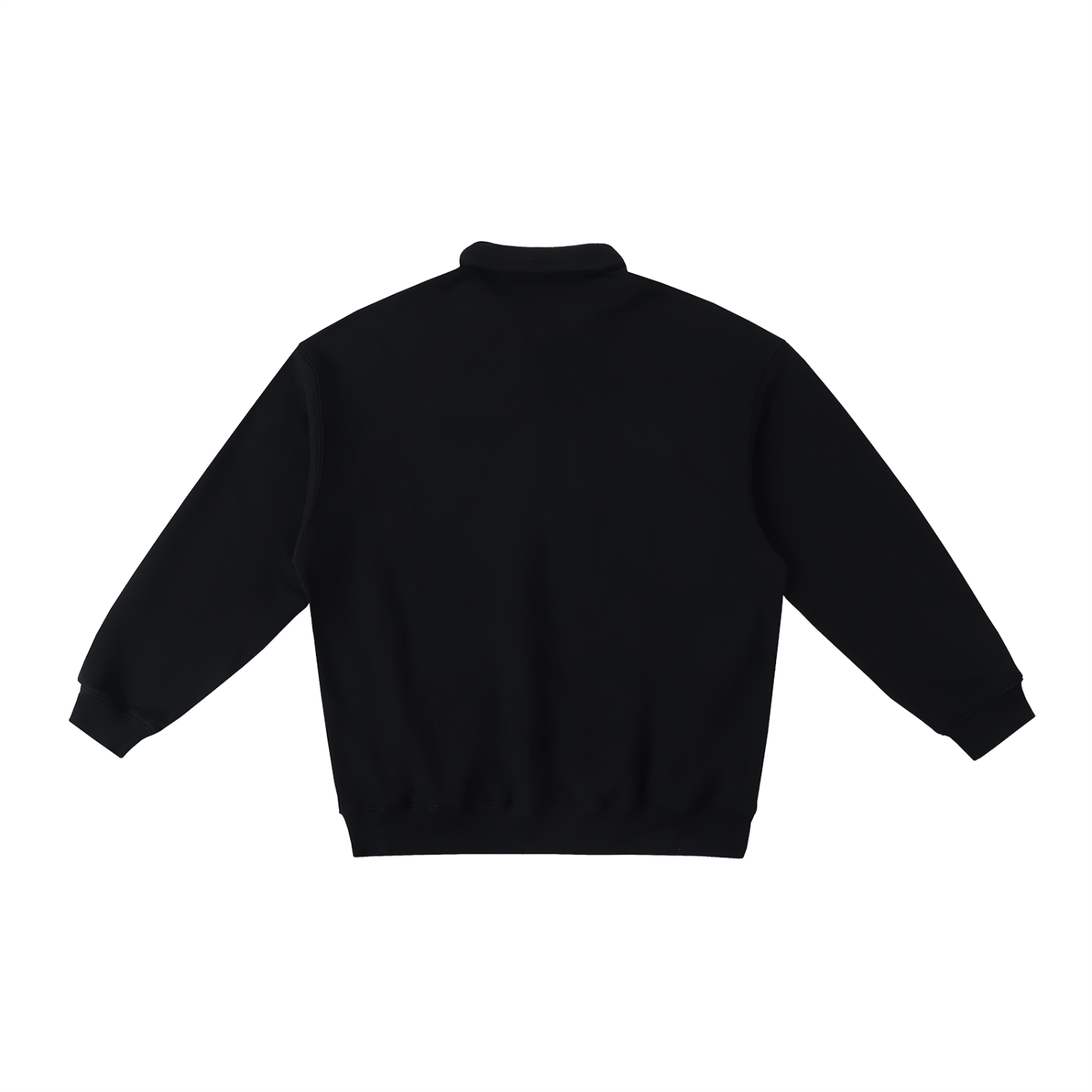 Detail of ribbed cuffs and hem on VÉRON polo-collar sweatshirt 2.