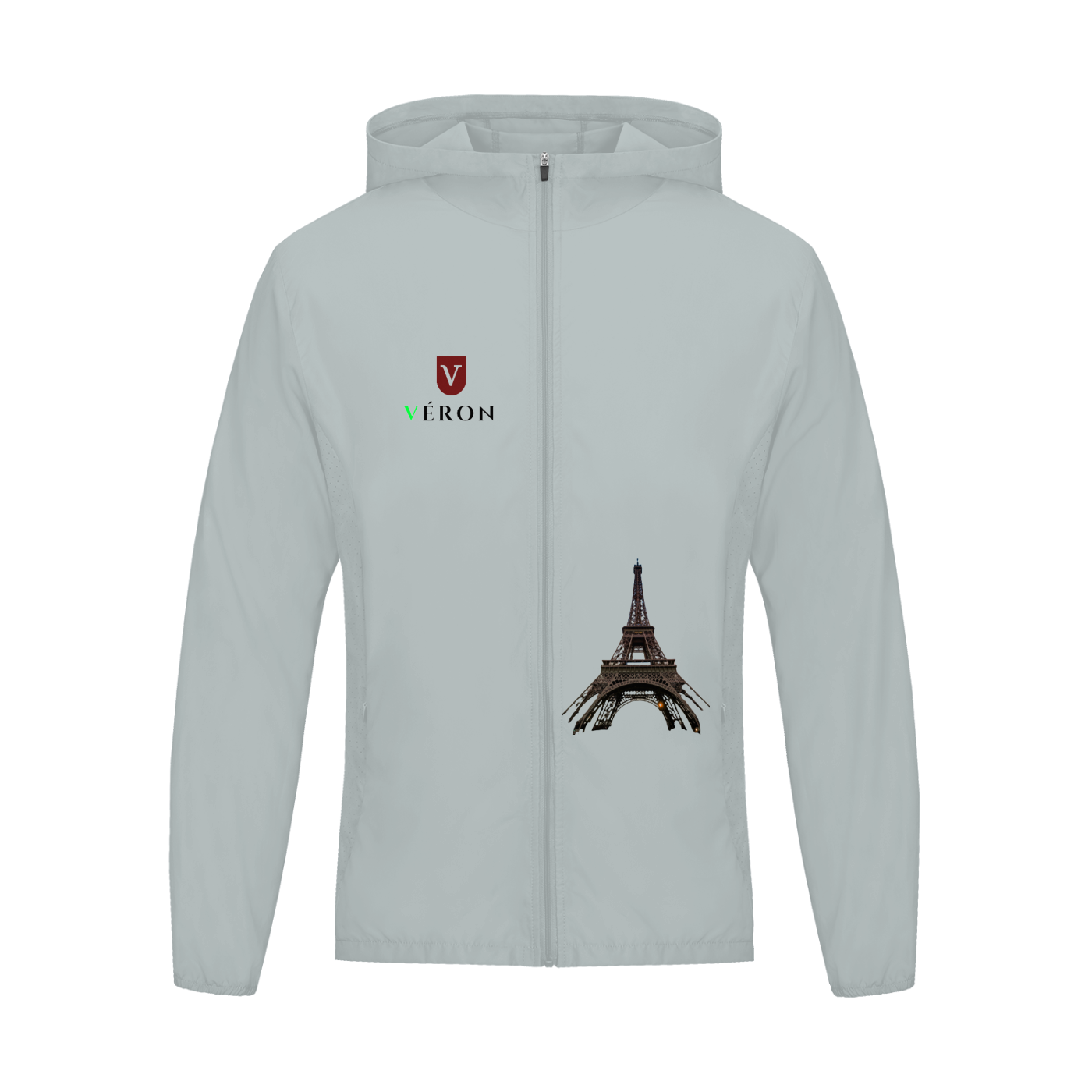 VÉRON Paris La Ville Lumière Unisex Jacket front view in gray.