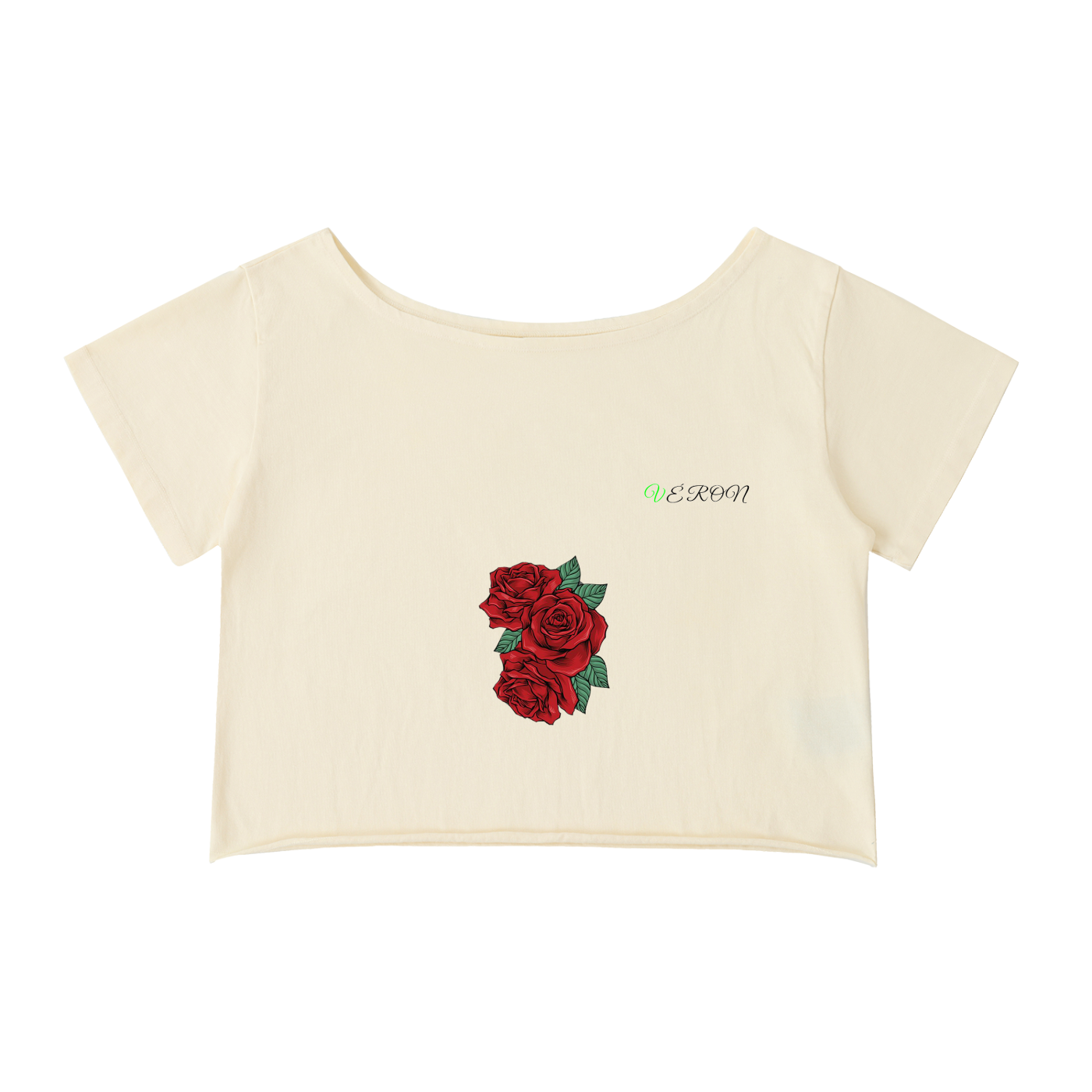 VÉRON La Fleur Women’s Premium T-Shirt front view with floral design.