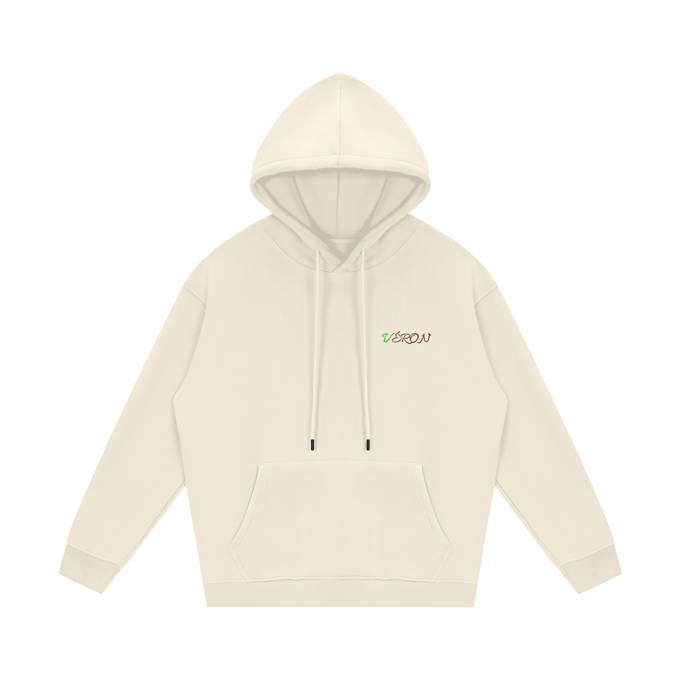 VÉRON Arc de Triomphe hoodie flat lay showing premium texture.