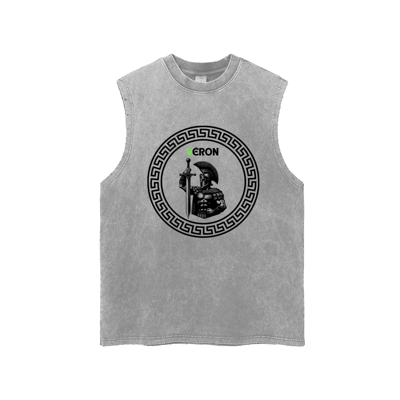 Model wearing VÉRON premium washed tank top in vintage style 1