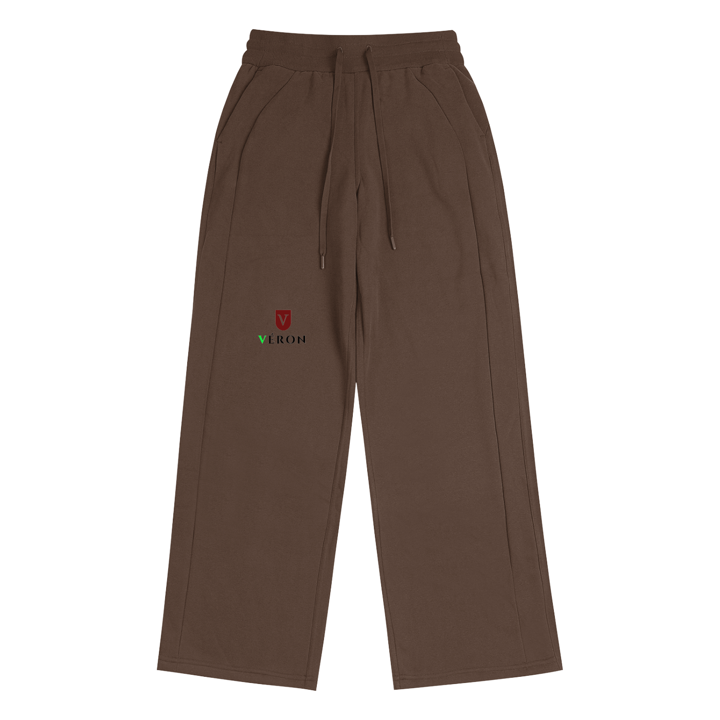 LA Plume women's comfort pants by VÉRON in Brown streetwear style.