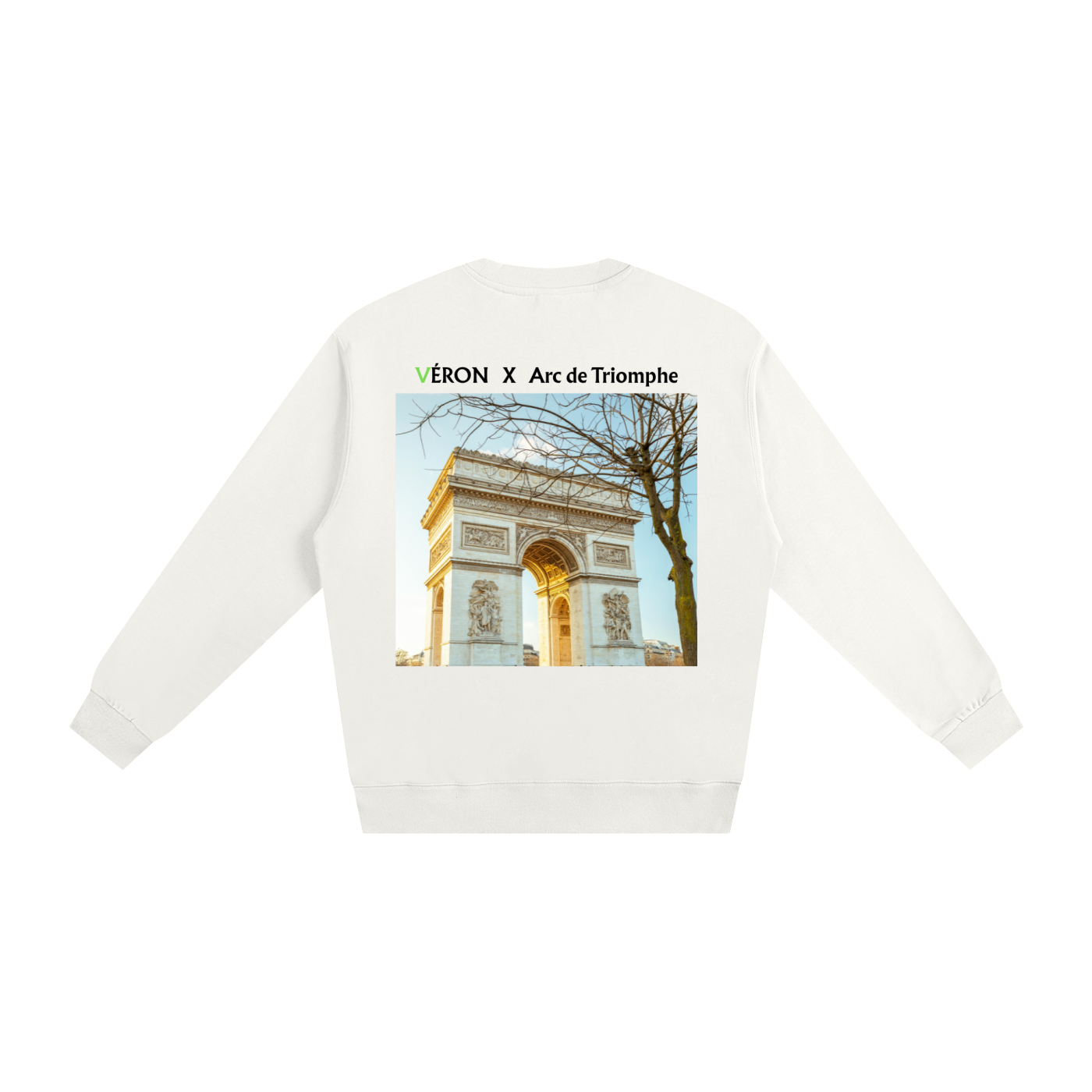 Model wearing VÉRON Arc de Triomphe luxury sweater in casual fit 5
