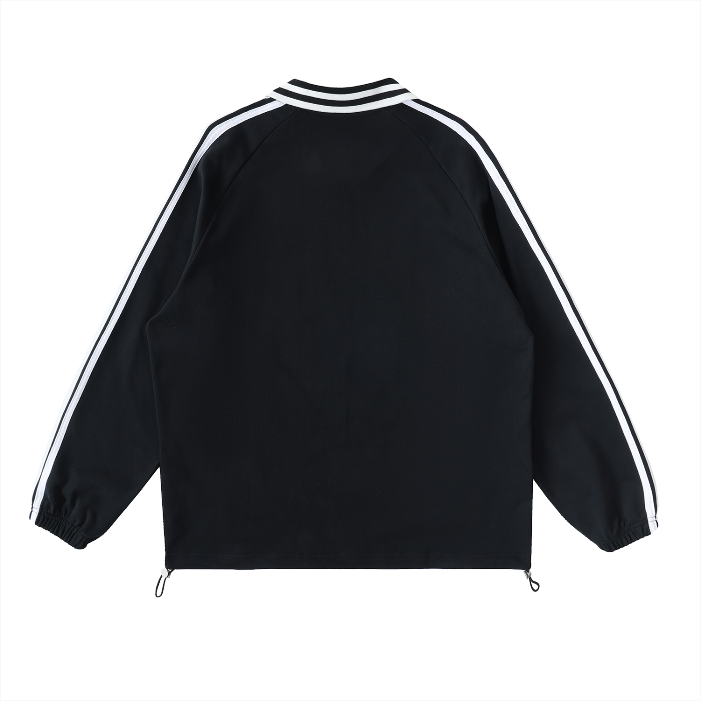 VERON Black jacket with white stripes on sleeves and collar on a white background