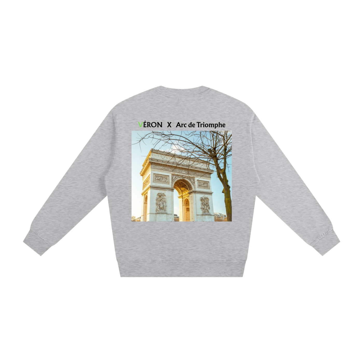 Model wearing VÉRON Arc de Triomphe luxury sweater in casual fit 3