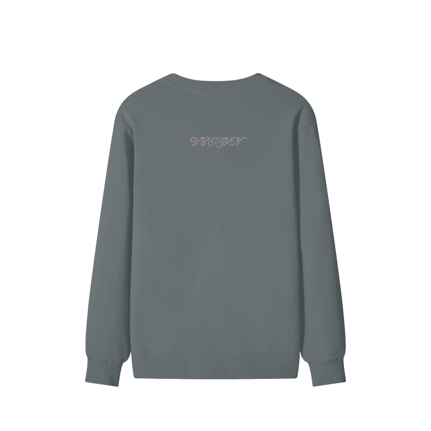 Folded VÉRON unisex premium sweater with visible logo tag 6.