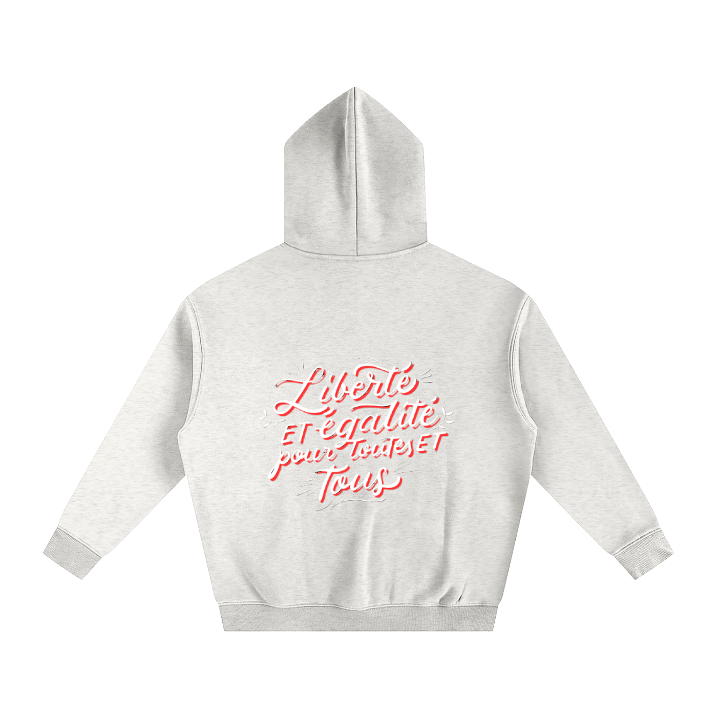 Back view of VÉRON La Liberté hoodie showcasing relaxed oversized fit.