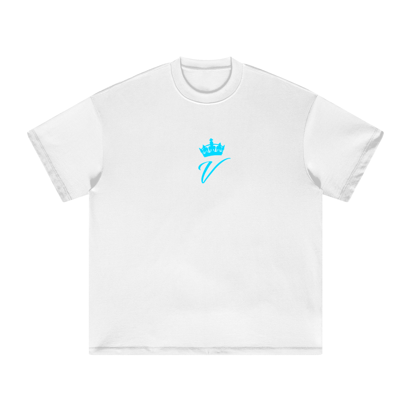 VERON White t-shirt with a blue logo on a white background