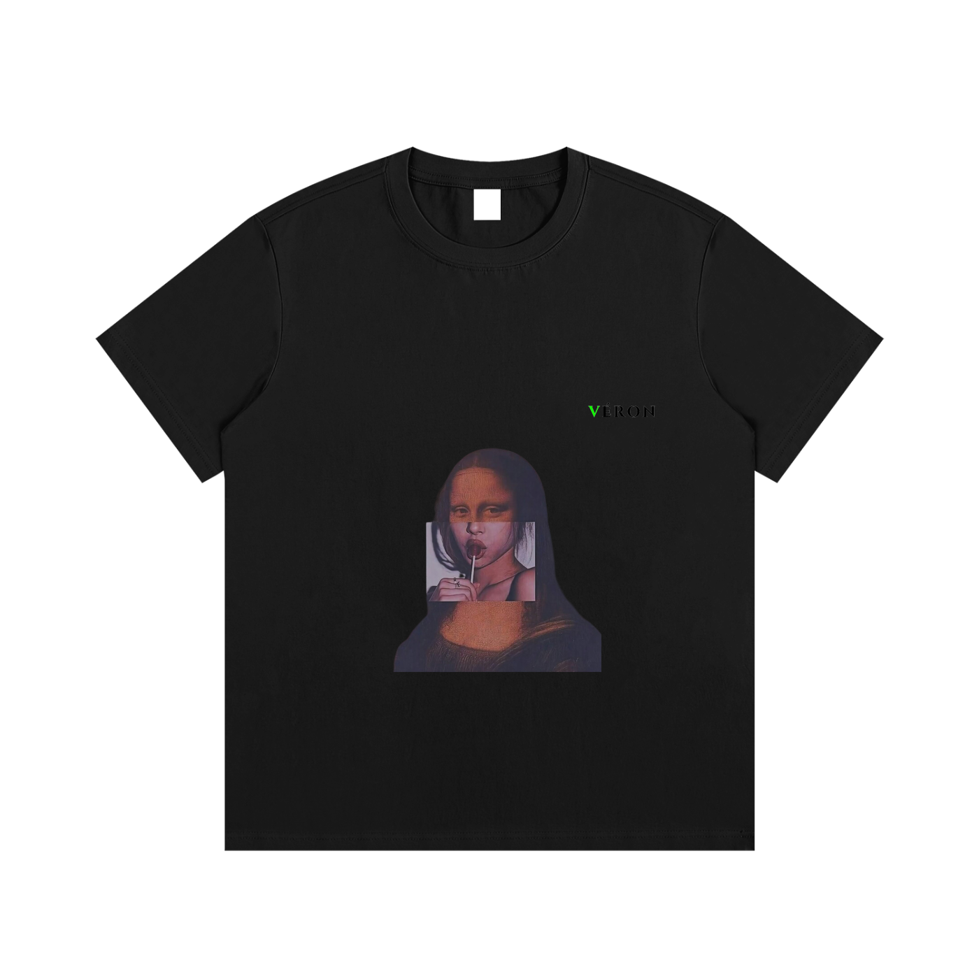 VÉRON Mona Lisa Premium T-shirt front view with bold art print 1.