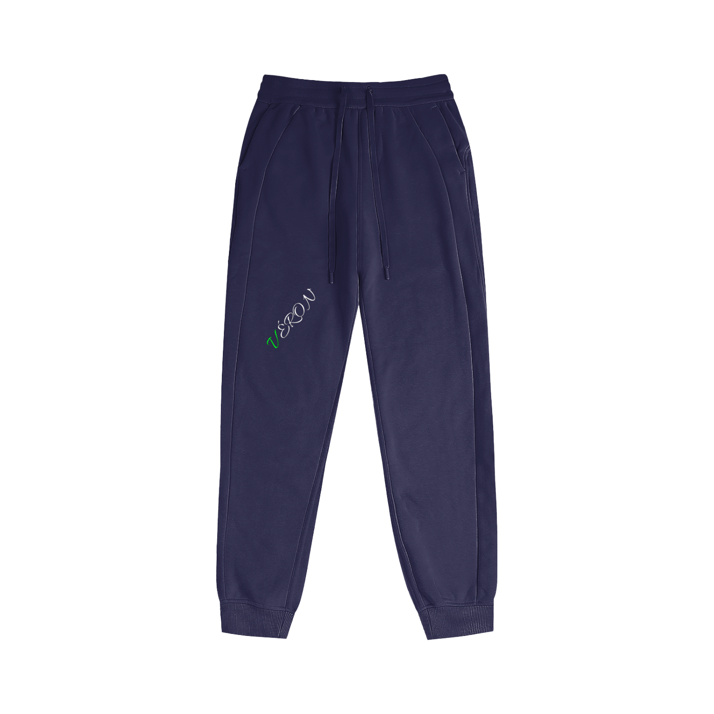 Close-up of fabric texture on VÉRON Paris joggers premium quality.