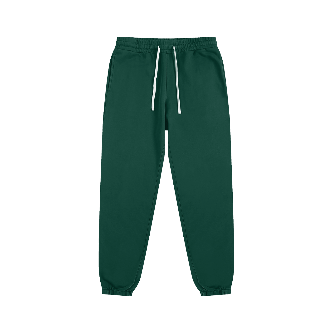 VERON Green sweatpants with a white drawstring on a white background