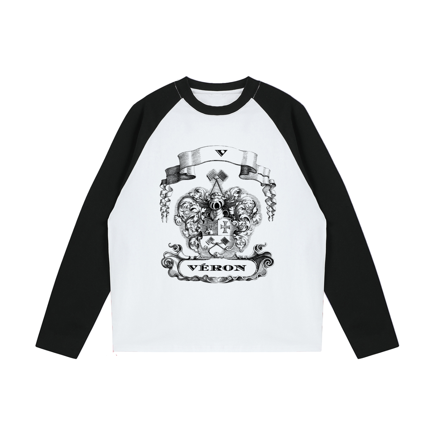 Close-up fabric details of VÉRON Le PADRE premium long sleeve tee