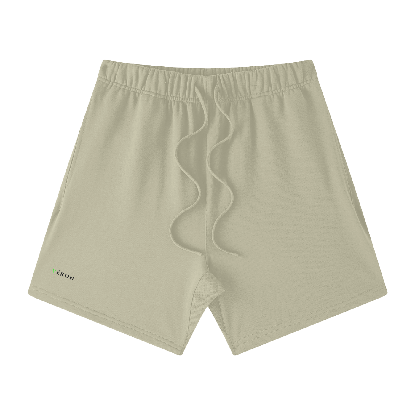 VERON Beige shorts with a brand logo on a white background