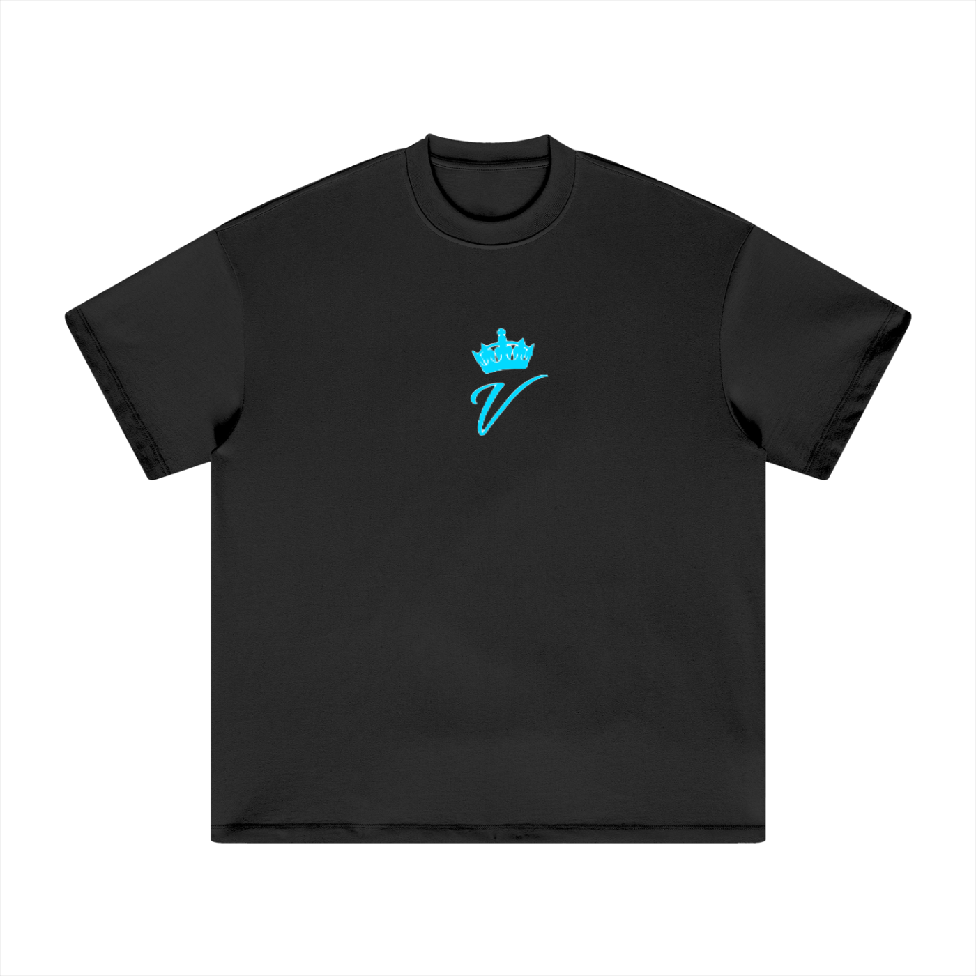 VERON Black t-shirt with a blue logo on a white background