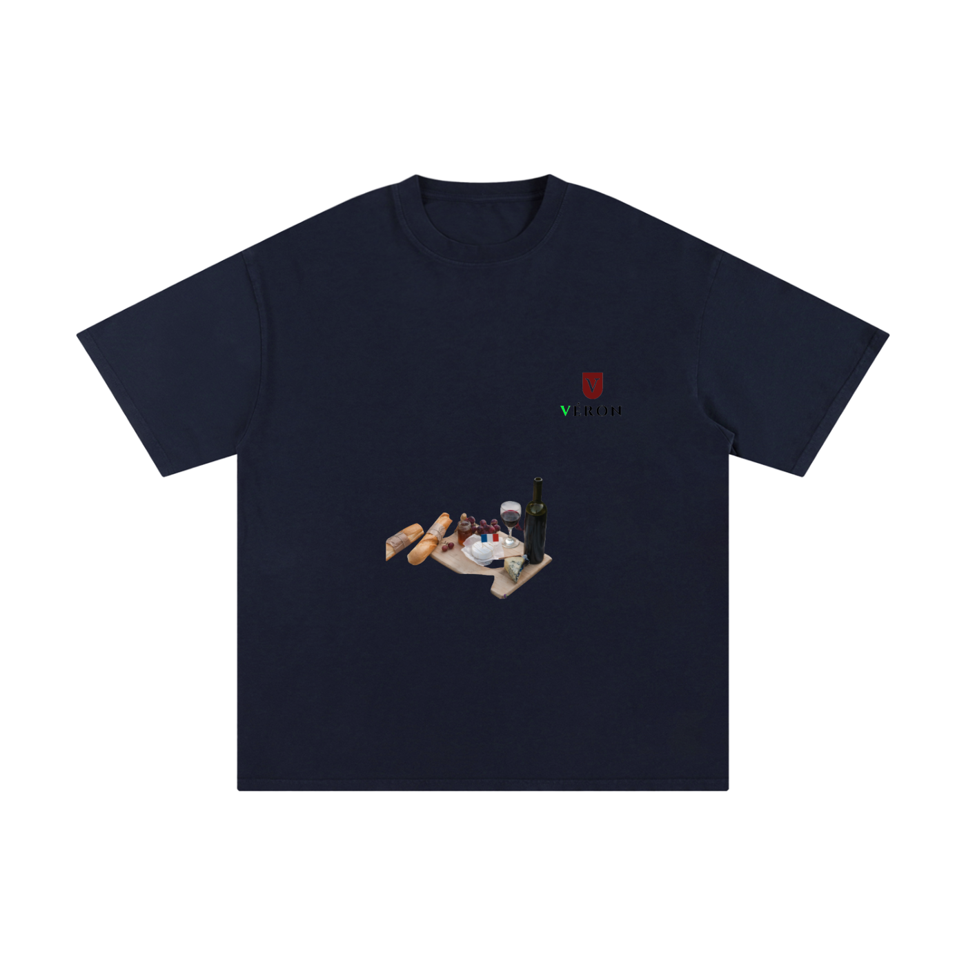 VERON Dark blue t-shirt with a small graphic on a white background