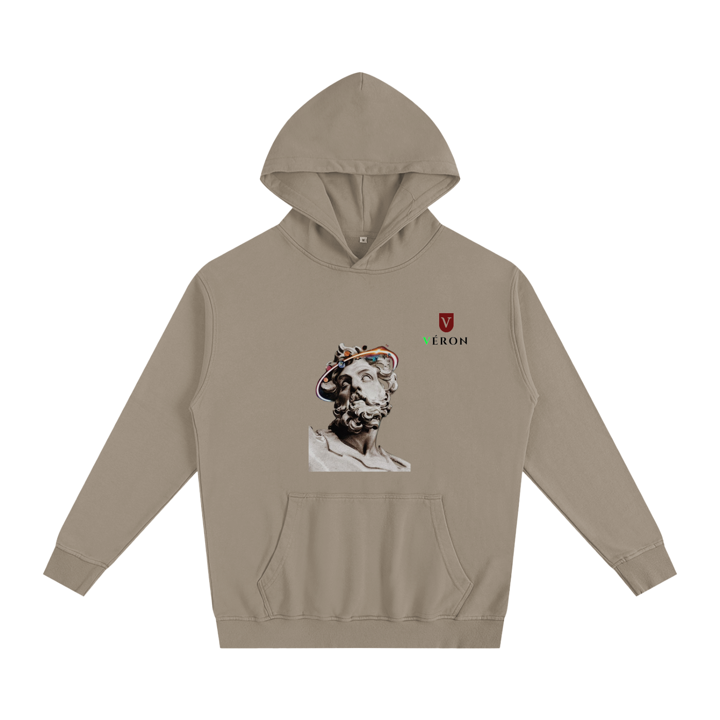 VÉRON premium hoodie displayed flat to show thick fabric texture 1.