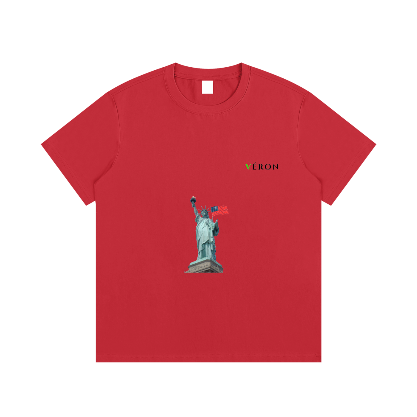 VÉRON Statue de la Liberté unisex streetwear t-shirt front view.