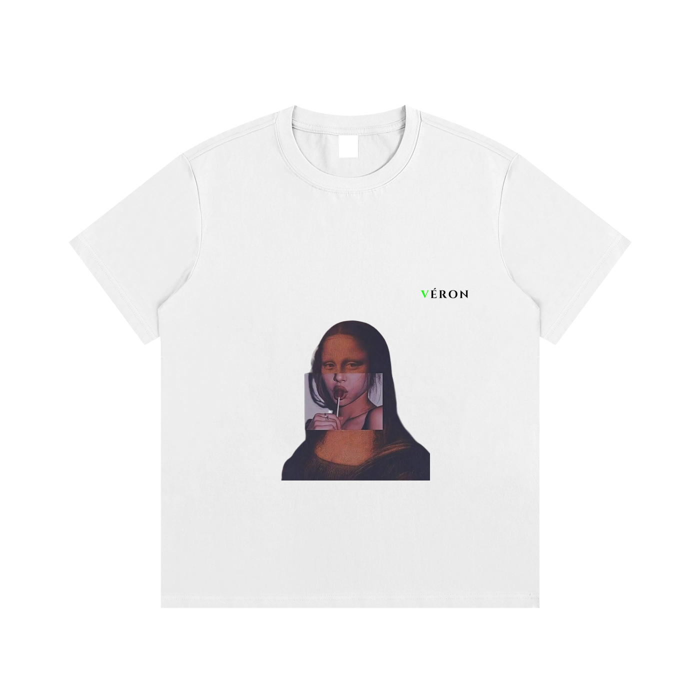 VÉRON Mona Lisa Premium T-shirt front view with bold art print 2.