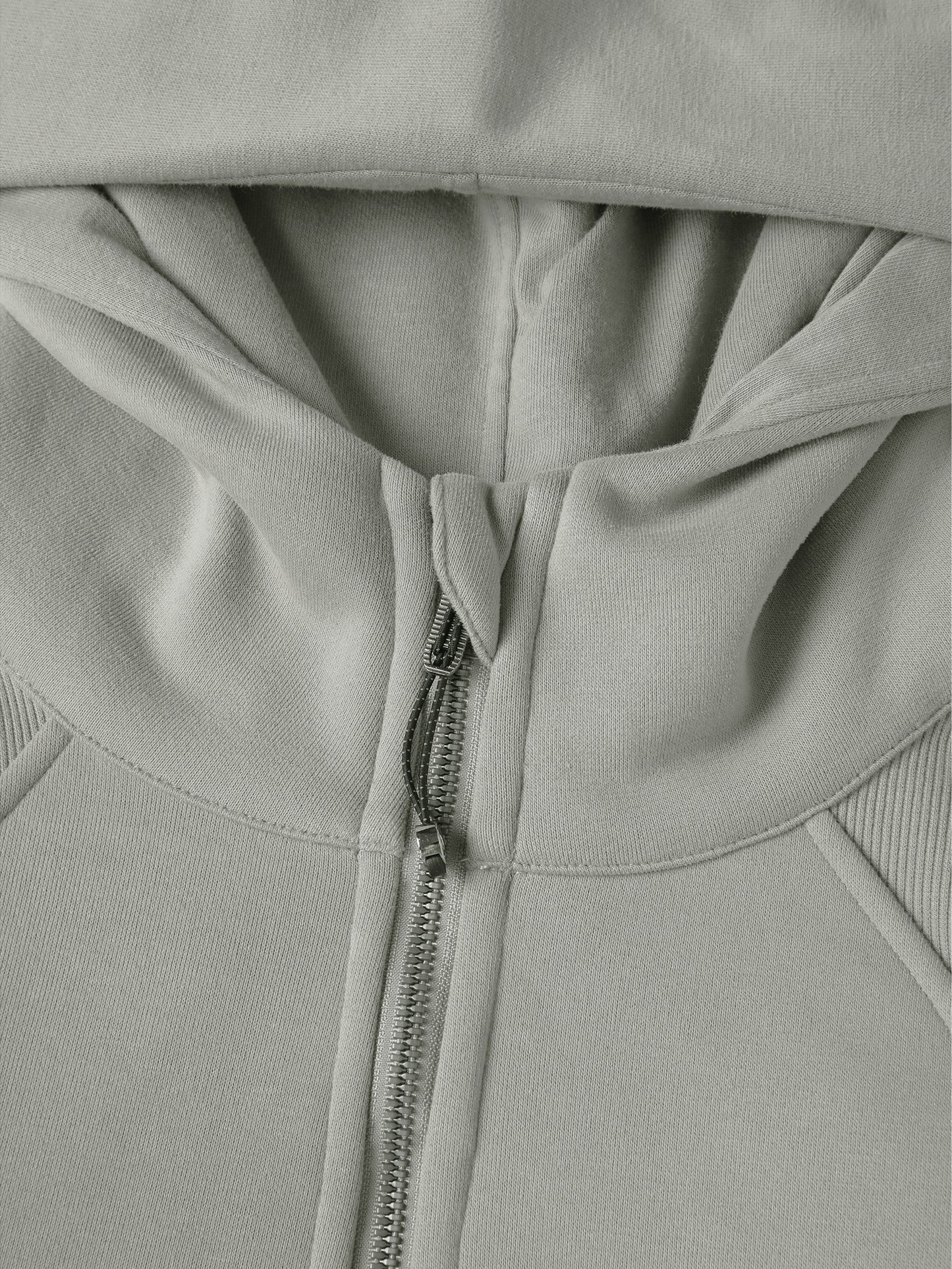 Detail shot of minimalist design and fabric texture of LA Plume hoodie