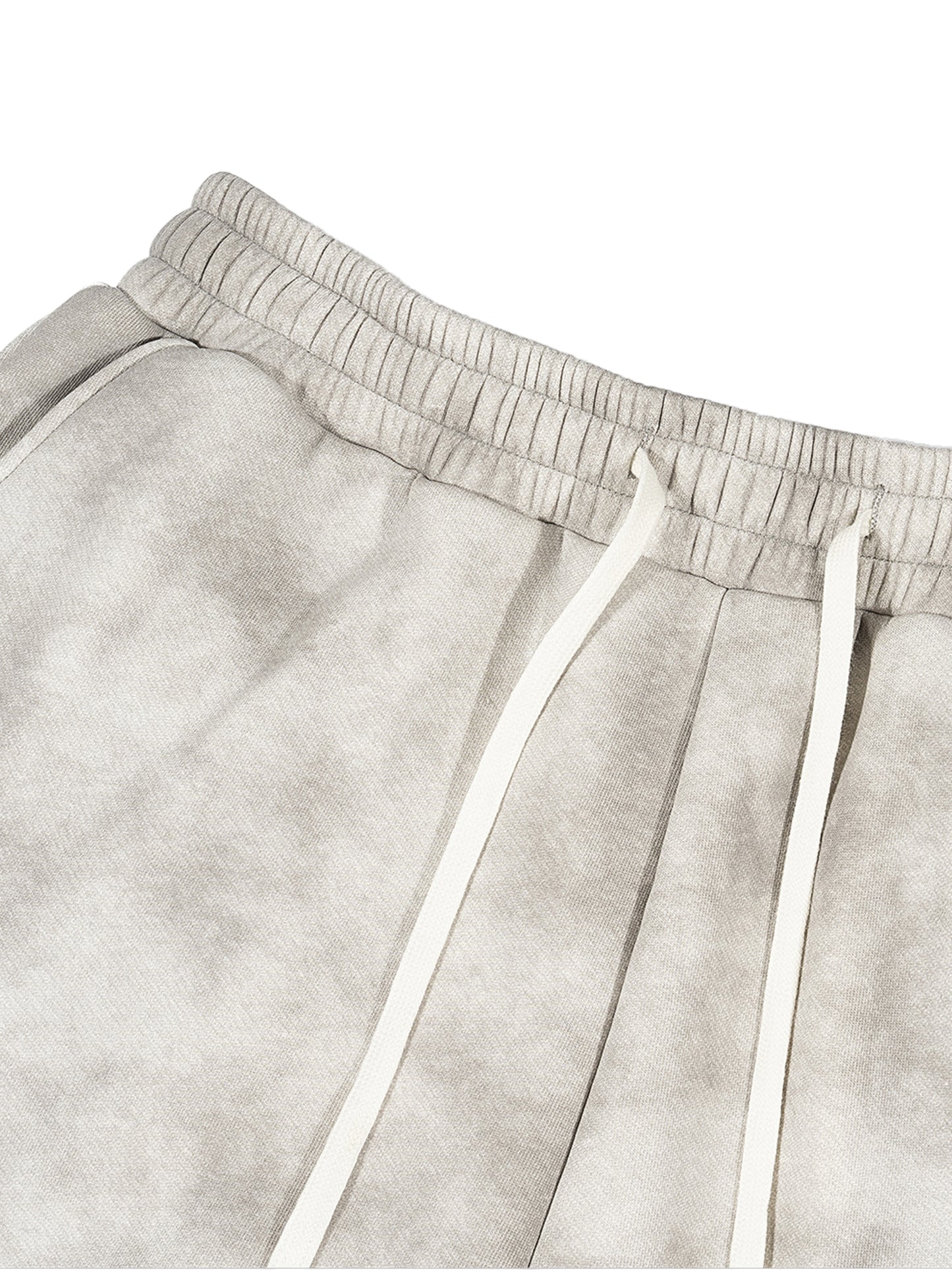 VERON Close-up of light gray sweatpants with drawstring on a white background