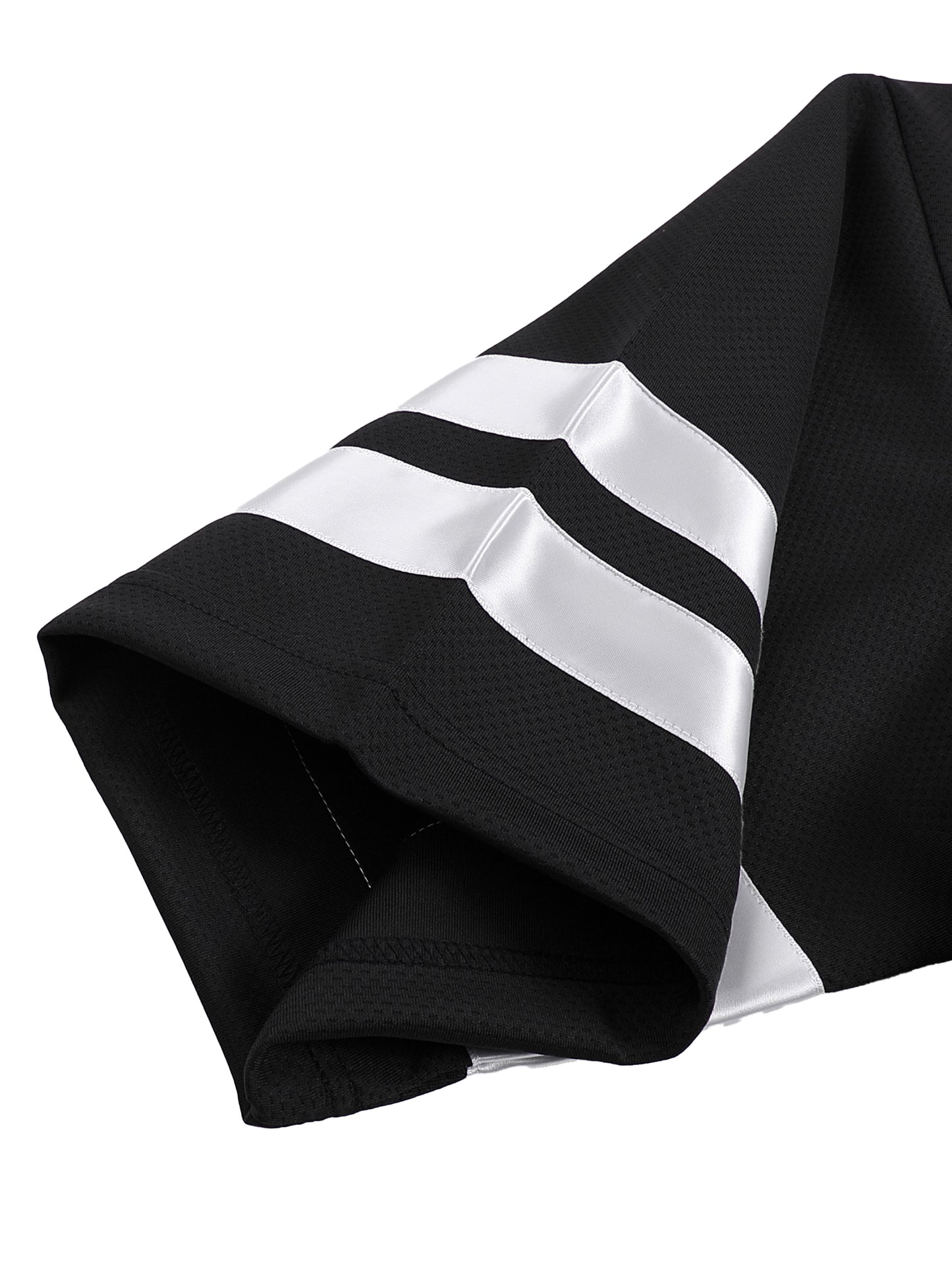 Black and white striped jersey shirt on a white background