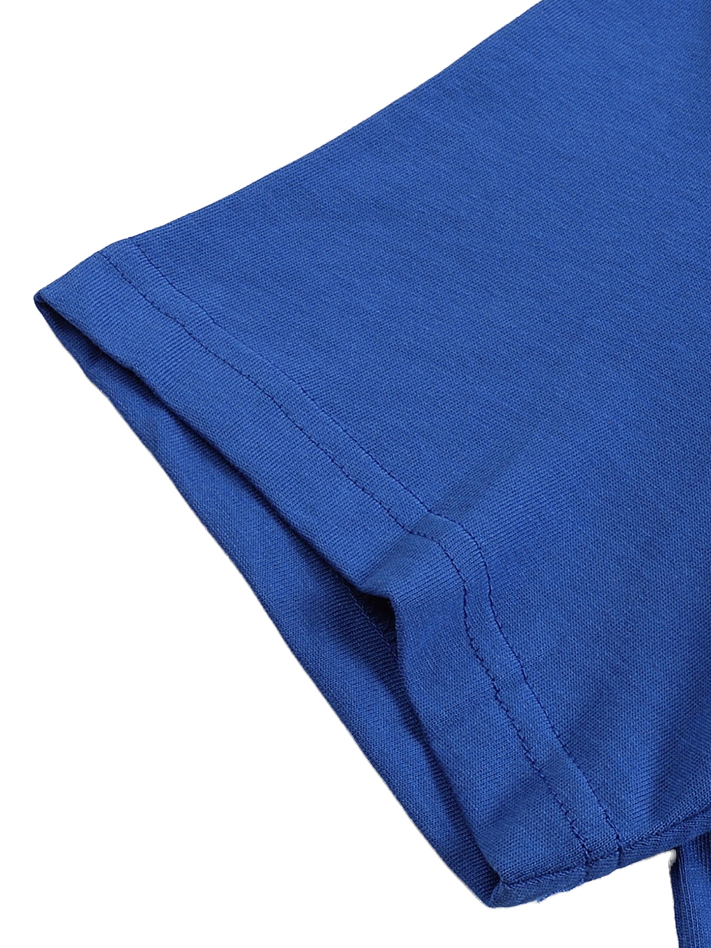 Close-up of a blue fabric edge on a white background