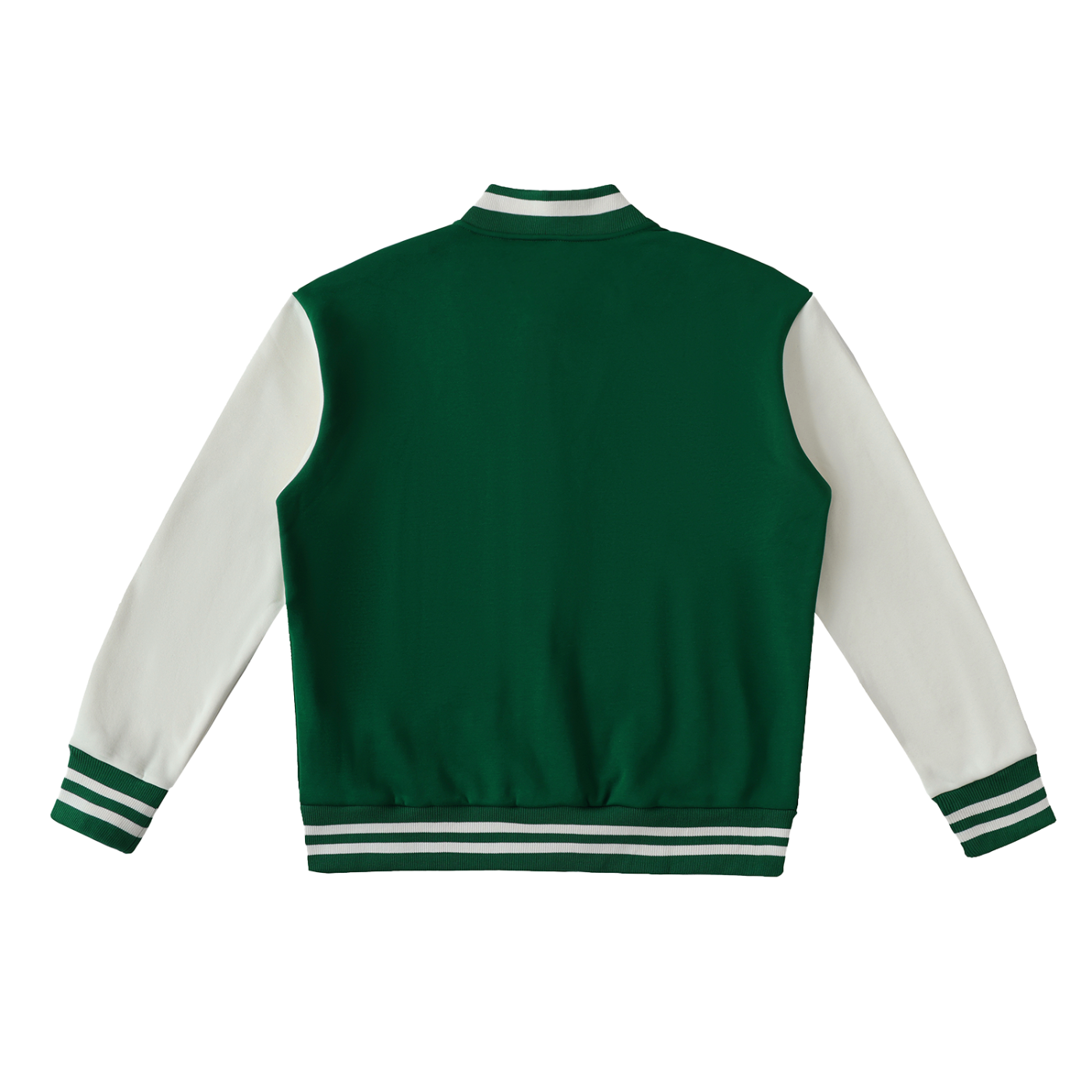 Back view of VÉRON varsity jacket showcasing detailed stitching