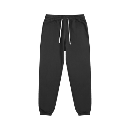 VERON Black sweatpants with a white drawstring on a white background
