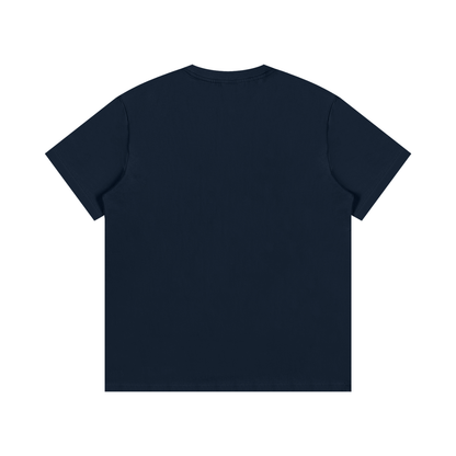 Navy blue t-shirt on a white background