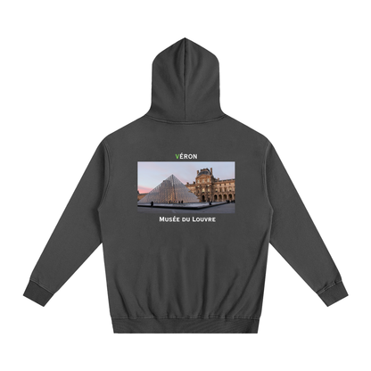 VERON Black hoodie with a graphic of the Louvre Museum on the back