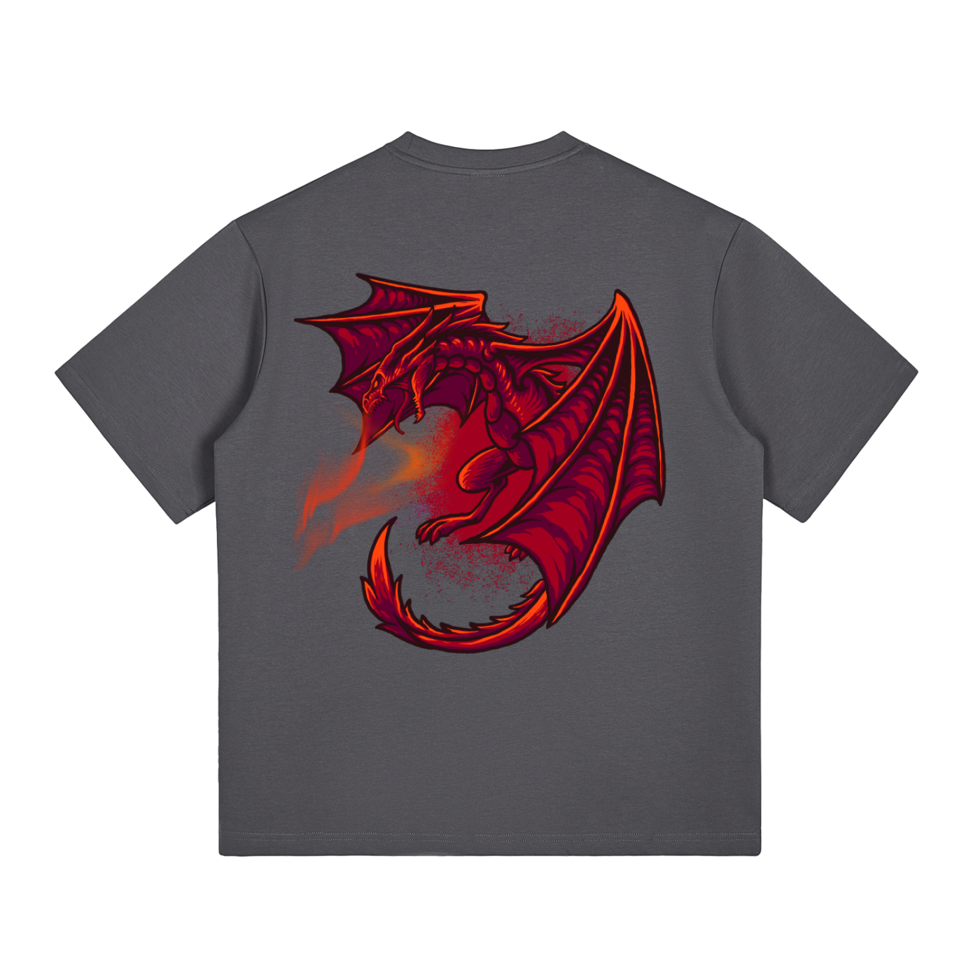 Close-up dragon design on VÉRON premium T-shirt 8