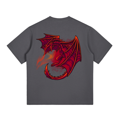 Close-up dragon design on VÉRON premium T-shirt 8