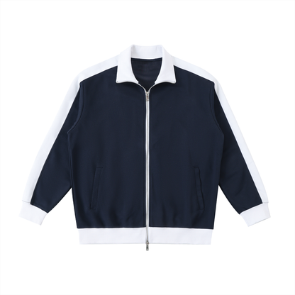 VERON Navy blue jacket with white accents on a white background