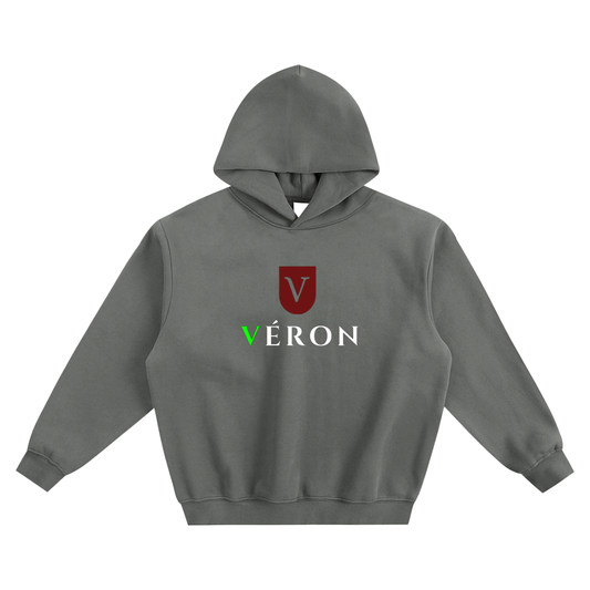 VÉRON Ultra Premium Thick Cotton Hoodie front view in grey.

