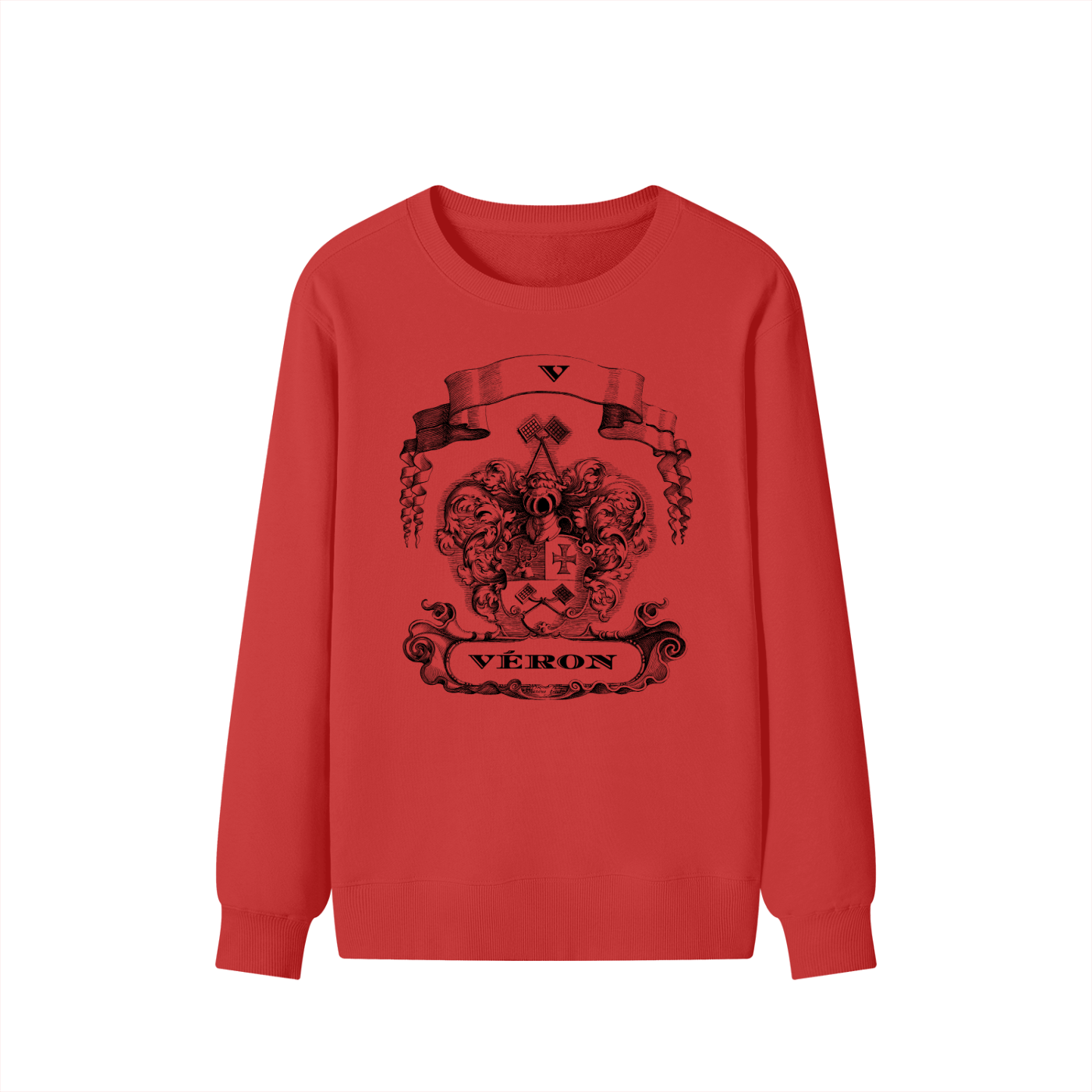 VÉRON Le PADRE premium unisex sweatshirt front view in red