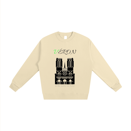 VÉRON Notre-Dame De Paris Heavyweight Sweater front embroidered design. 

