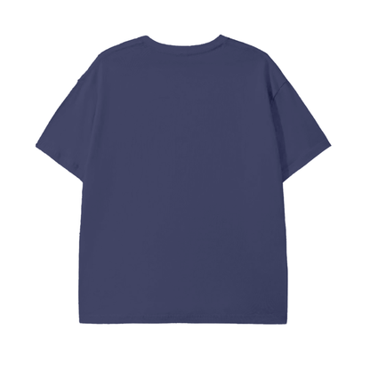 Navy blue t-shirt on a white background