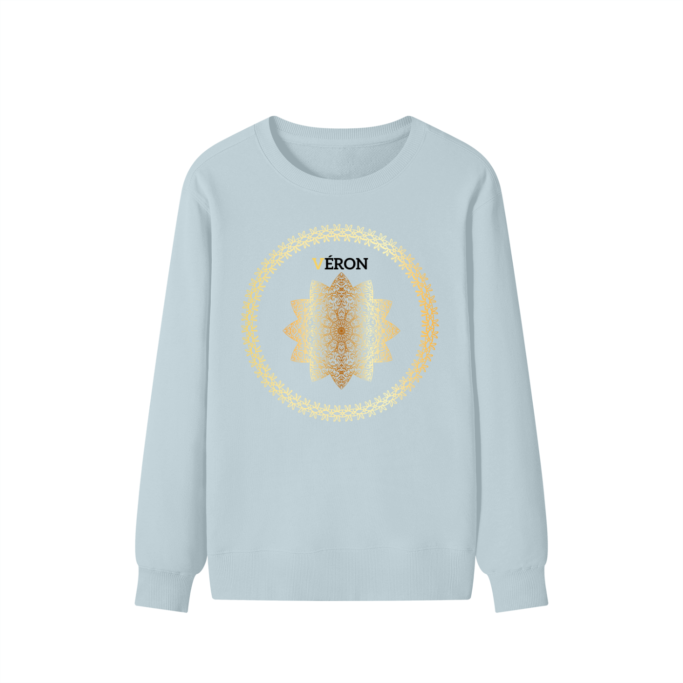VÉRON Infini Doré premium unisex sweatshirt front view with gold details