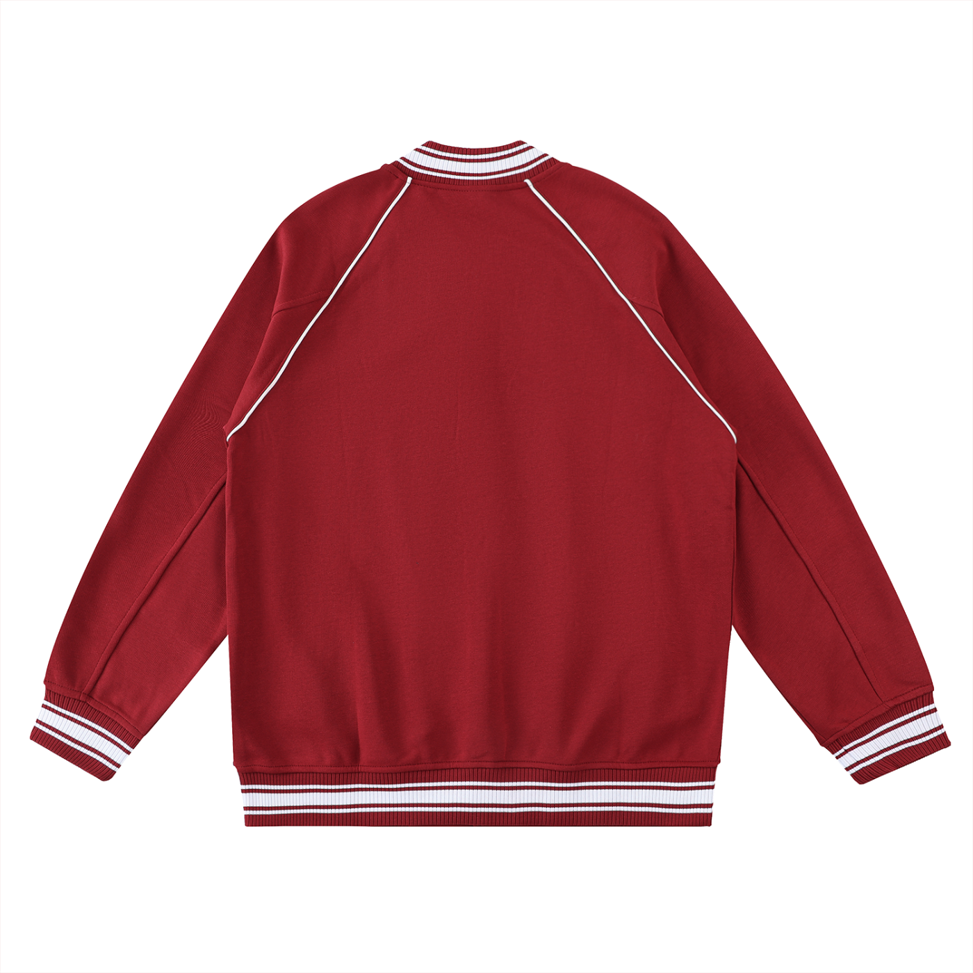 VERON Red jacket with white trim on a white background