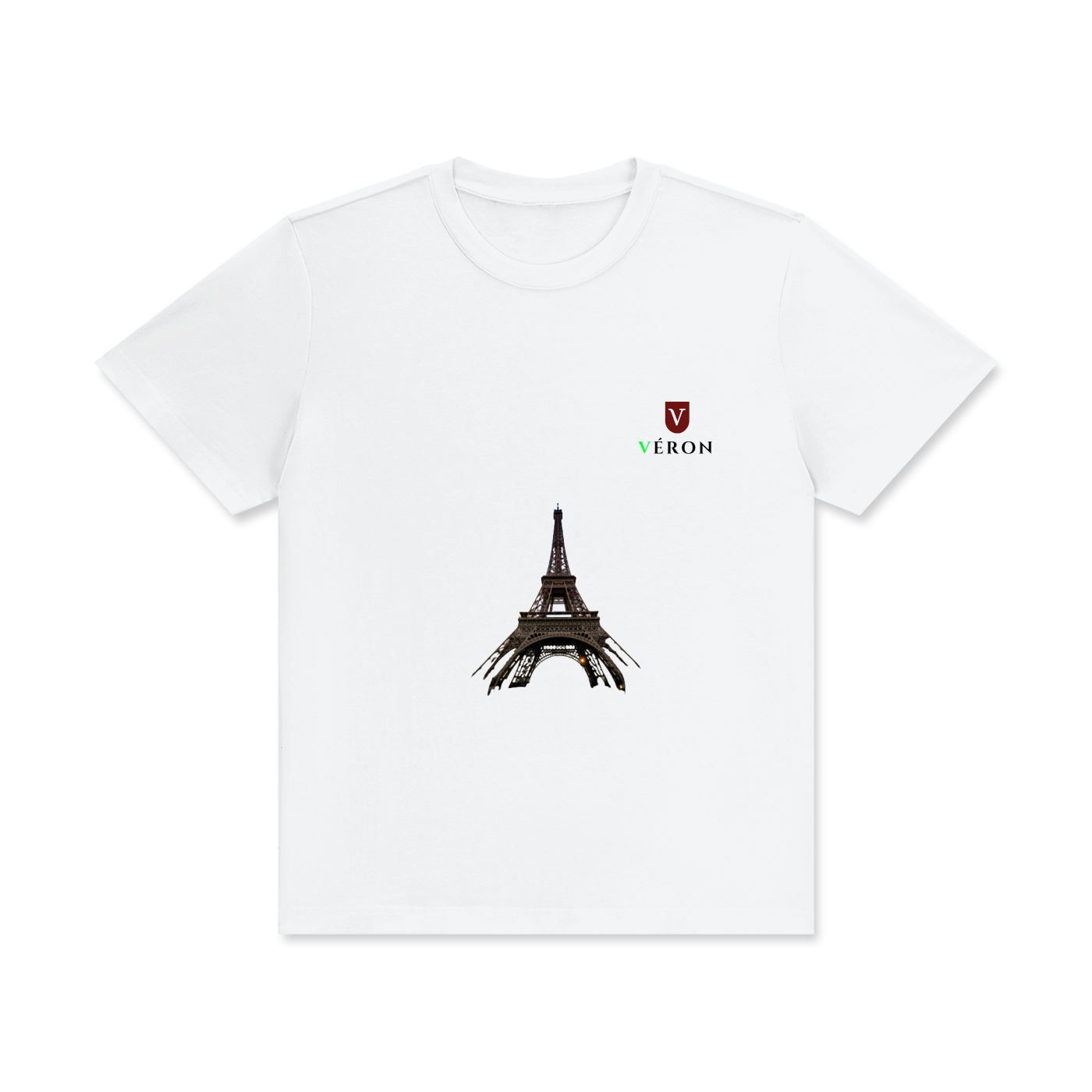 VÉRON PARIS Premium unisex t-shirt front view in white.