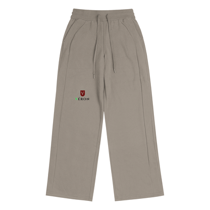 Beige pants with a logo on a white background