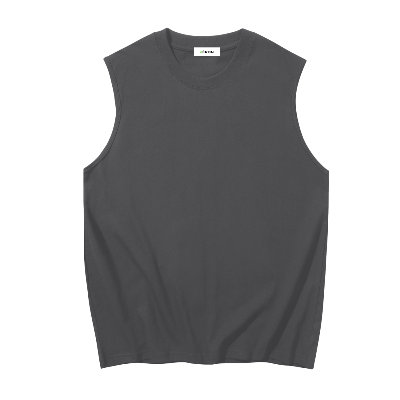 Gray sleeveless shirt on a white background
