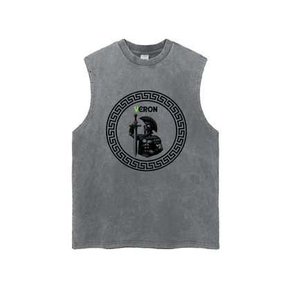 Model wearing VÉRON premium washed tank top in vintage style 5