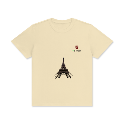 VÉRON Le Classique premium unisex t-shirt front view in Beige.