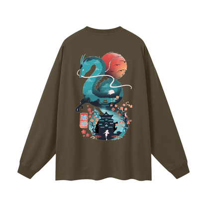 Model wearing VÉRON oversized long sleeve shirt streetwear fit 10